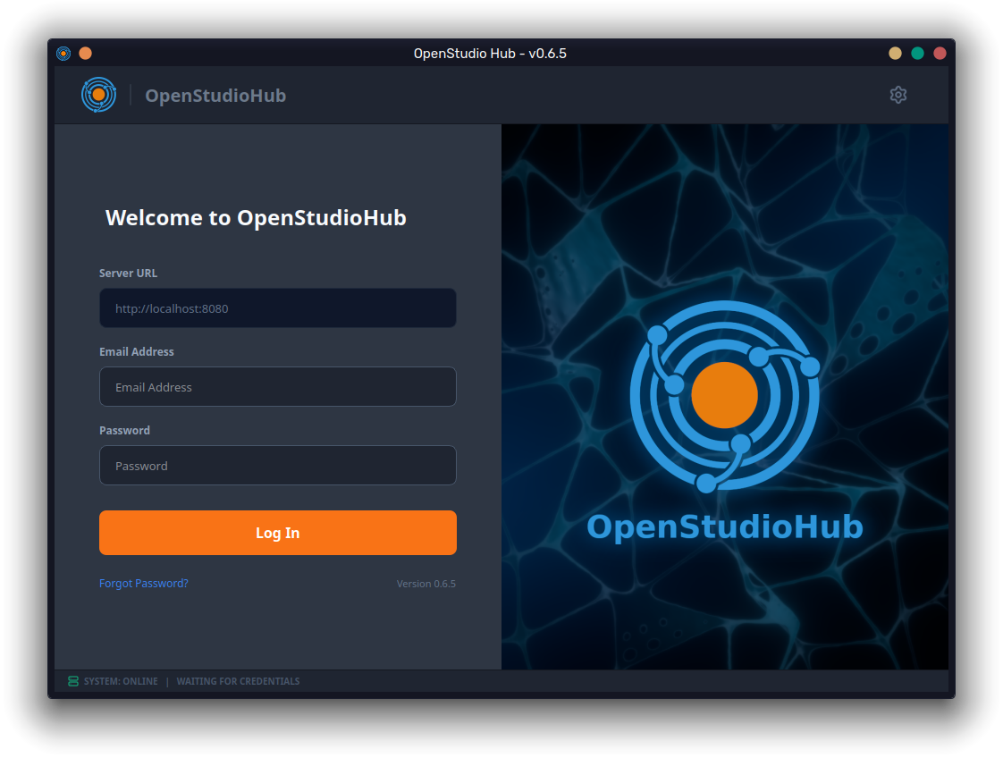 OpenStudioHub Login Screen
