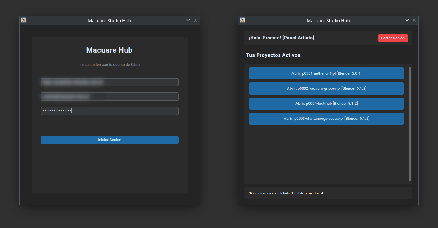 Macuare Hub interface